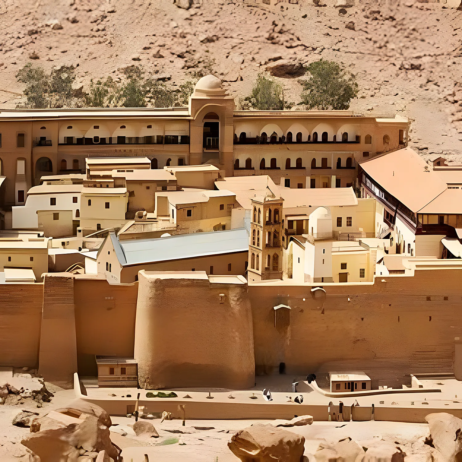 St Catherine's Monastery amid the Sinai desert mountains