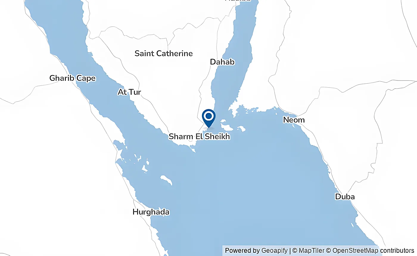 Map of Shark's Bay showing Grand Rotana on the Red Sea coast of Sharm El Sheikh